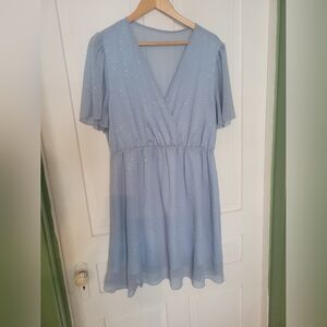 SHEIN Blue Dress with Gold Accents